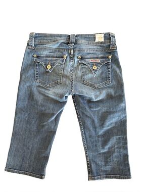 Hudson Palerme Knee Cuffed Short Cropped Blue Jeans Size 26